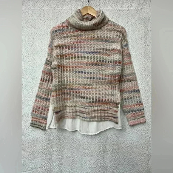 Hem & Thread Sweater Size Small Turtleneck Pastel Boutique Chunky Knit Soft NWT - Picture 13 of 15